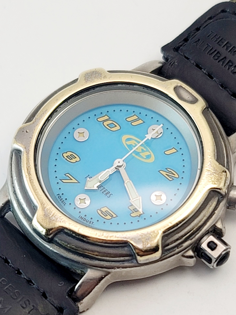 Fossil FSL Indust FL 2700 Dive Diver Watch Blue Dial